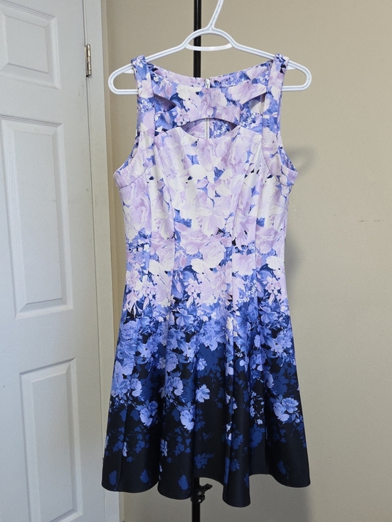 Gabby Skye Dresses & Skirts - Gabby Skye Lavender and Navy Floral Ombre Fit & Flare Midi Dress